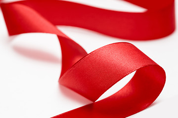 Image showing Shiny red satin ribbon