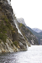 Image showing steep rock at coast in norway