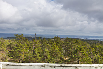 Image showing view over forest with cloudy sky