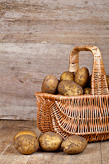 Image showing basket with fresh potatoes