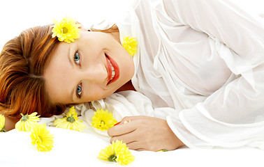 Image showing beauty with yellow flowers