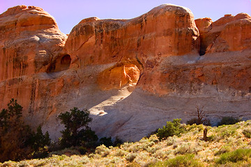 Image showing Rock wall (with hole) from Arches national Park, Moab, Utah