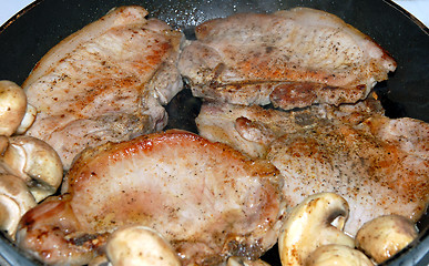 Image showing Fried chops with mushrooms