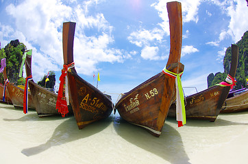 Image showing  longtail boats, Andaman Sea