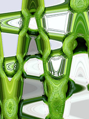 Image showing Green and white background of shining strips