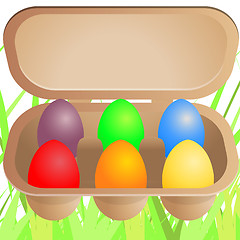 Image showing Easter eggs in cardboard box