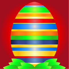 Image showing Easter background with egg and leaves