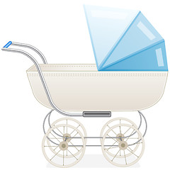 Image showing Blue baby stroller for boy