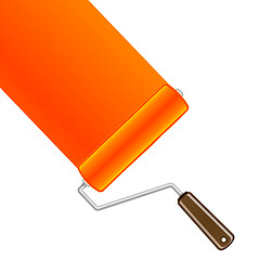 Image showing Orange paint roller background