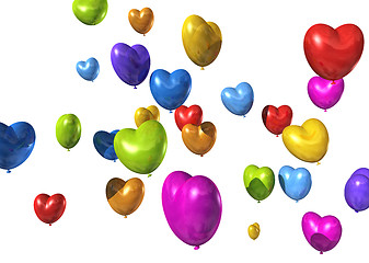 Image showing colored heart shaped balloons isolated on white