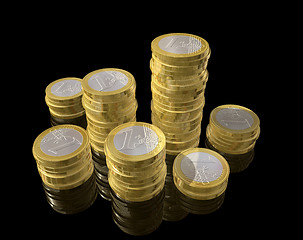 Image showing One euro coins