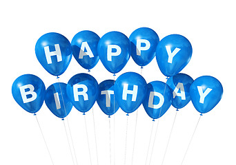 Image showing Blue Happy Birthday balloons