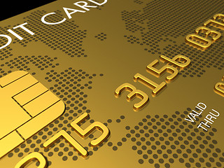 Image showing Gold credit card, macro 3D render