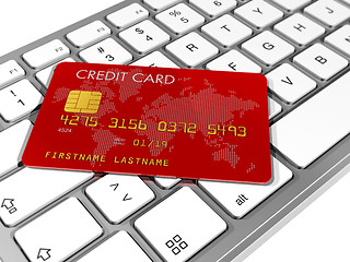 Image showing Credit card on a computer keyboard