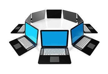 Image showing Black laptop computers isolated on white