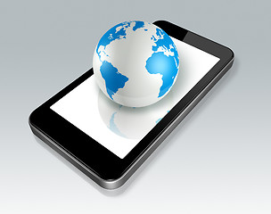 Image showing mobile phone and world globe