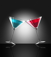 Image showing red and blue cocktail glasses