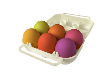 Image showing eggbox whith colored eggs