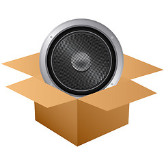 Image showing Web icon of Audio speaker in cardboard box