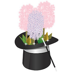 Image showing magical hat with flowers and wand