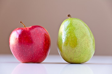 Image showing Green Pear and Red Apple