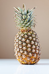 Image showing Pineapple on White with Brown Background