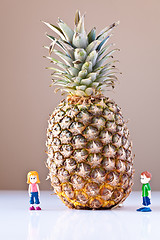 Image showing Girl and Boy Overwhelmed by Nutrition Choices (Pineapple)