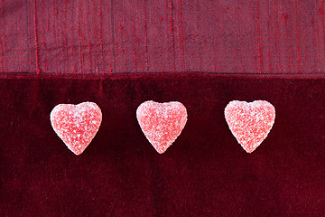 Image showing Three Sugar Candy Hearts