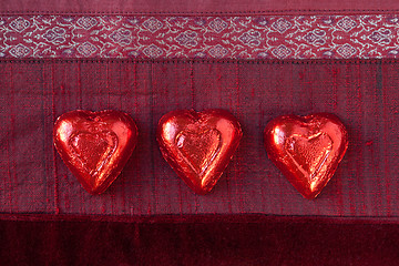 Image showing Three Red Candy Hearts