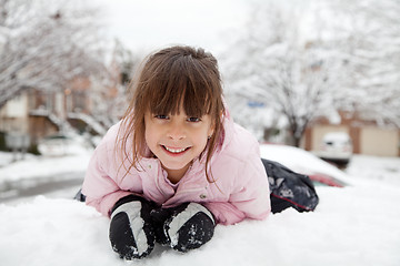 Image showing Winter Portrait of a Happy Little Girl