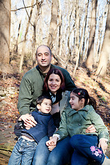 Image showing Happy Family Portrait in the Woods