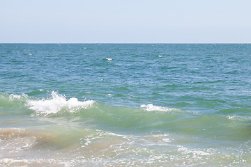 Image showing Blue Green Ocean with Breaking Waves