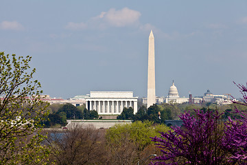 Image showing Washington DC Skyline with Lincoln Memorial, Washington Monument