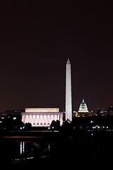 Image showing Washington DC Skyline with Lincoln Memorial, Washington Monument