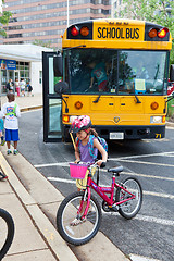 Image showing Kids Biking to School