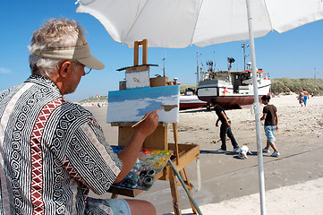 Image showing Painter on danish shore