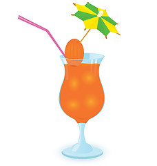Image showing Cocktail decorated with umbrella toothpick Raster illustration