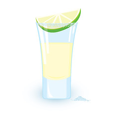 Image showing Tequila cocktail slice of lime and some salt Raster illustration