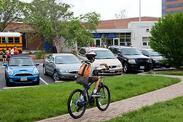 Image showing Kids Biking to School