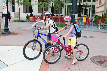 Image showing Kids Biking to School