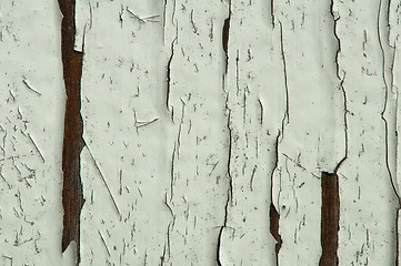 Image showing Cracked old painted wooden wall