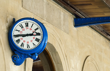 Image showing Antique external clock on  railway station