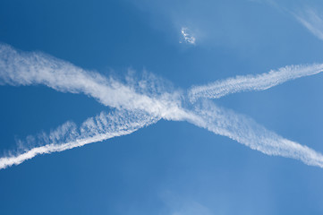 Image showing Traces of planes in the sky