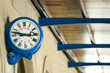 Image showing Antique external clock on  railway station