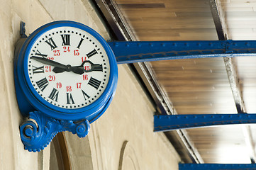 Image showing Antique external clock on  railway station