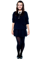 Image showing Full length portrait of pretty girl in school uniform