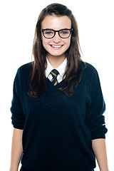 Image showing Pretty school lad wearing eyeglasses