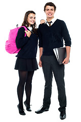 Image showing Full length snap shot of cheerful classmates