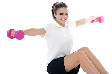 Image showing Healthy exercising fitness caucasian teenager