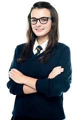 Image showing Profile shot of pretty bespectacled teenager